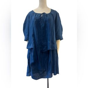 MORGANE LE FAY BLUE LINEN DRESS